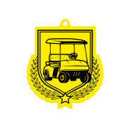 Colour Printed Golf Buggy Shield Shaped Medal