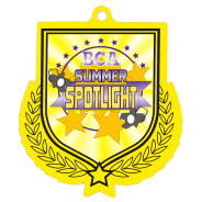 Colour Printed Yellow Shield Shaped Medal