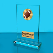 American Football Thick Glass Plaque with Black Presentation Box