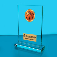Basketball Thick Glass Plaque with Black Presentation Box