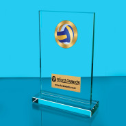 Beach Volleyball Thick Glass Plaque with Black Presentation Box