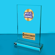 Well Done Thick Glass Plaque with Black Presentation Box