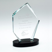 Clear Glass Offset Diamond Plaque with Presentation Box