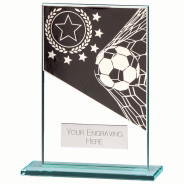 GLASS FOOTBALL TROPHY 5mm Mirrored Glass CR18536 FREE LUXURY ENGRAVING * 