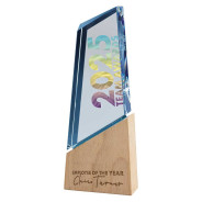 Mountain Peak Glass Award Clear & Beechwood