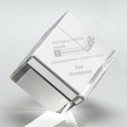 Clear Glass Cube Paperweight in Box