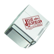 Colour Printed Clear Glass Cube Paperweight in Box