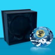 Colour Printed Crystal Paperweight in Black Presentation Box