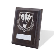 UV Colour Printed Badminton Walnut Plaque with Strut