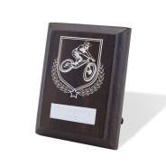 UV Colour Printed Cycling Walnut Plaque with Strut