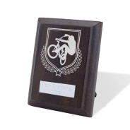 UV Colour Printed Cycling Walnut Plaque with Strut
