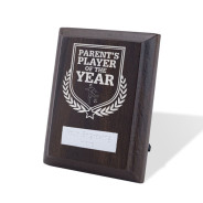 UV Colour Printed Football Parent's Player of the Year Walnut Plaque with Strut