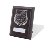 UV Colour Printed Football Gloves Walnut Plaque with Strut