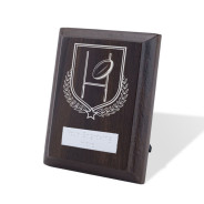 UV Colour Printed Rugby Walnut Plaque with Strut