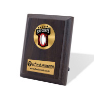 Rugby Walnut Plaque with Strut