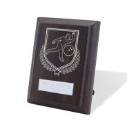 UV Colour Printed Ten Pin Bowling Walnut Plaque with Strut