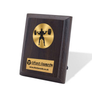Weightlifting Walnut Plaque with Strut