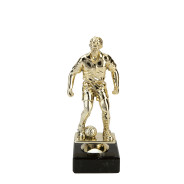Male Football Figure in Metallic Gold on Black Marble Base