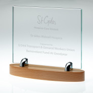 Clear Glass Rectangle on Light Wood Base with Presentation Box