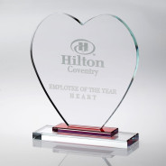 Clear Glass Heart with Red Stepped Base
