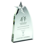 Clear Glass Wedge with Detailed Metal Star 