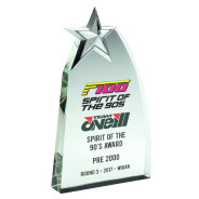 Colour Printed Clear Glass Wedge with Detailed Metal Star