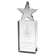 Free p&p & Engraving Eternity Star Glass Award in Gift Box Clear/Black 4 7/8" 