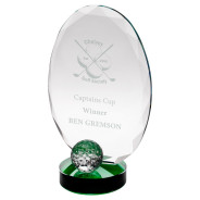 Clear Glass Oval And Golf Ball With Green Highlights 