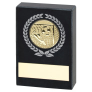 Black Marble Trophy with Silver/Gold Wreath & Football Insert
