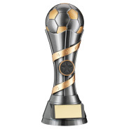 Gunmetal Grey and Gold Plastic Football Trophy