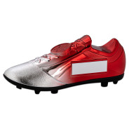 Filled Plastic Football Boot in Silver & Red