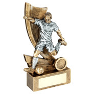 Brz/Pew/Gold Male Football Figure On Swoosh Backdrop 