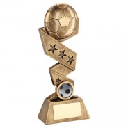 Bronze/Gold Football On Zig Zag Star Ribbon Trophy 