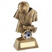 Bronze/Gold Football And Boot On Shirt Backdrop Trophy 