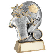 Pew/Gold Football With Boot And Shirt On Brz Base With Plate 