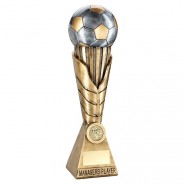 Bronze / Pewter Football on Leaf Burst Column Trophy - Managers Player