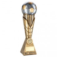 Bronze / Pewter Football on Leaf Burst Column Trophy - Most Improved