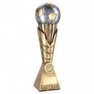 Bronze / Pewter Football on Leaf Burst Column Trophy - Parents Player