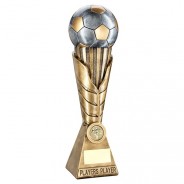 Bronze / Pewter Football on Leaf Burst Column Trophy - Players Player