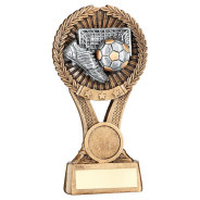 Bronze Football Round Wreath on V Riser