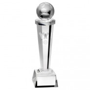 Clear Glass Column With Lasered Football Image Trophy 