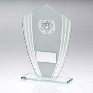 White Silver Glass Shield Plaque with Football Insert