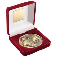 Red Velvet Box and 70mm Medallion Football Trophy
