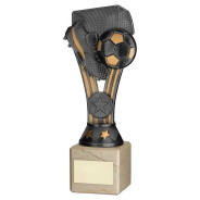Pewter/Gold Plastic 'Wembley' Football Figure on Cream Marble Trophy