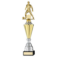 Gold Plastic Male Football Figure on Gold/Silver Trophy