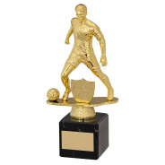 Gold & Black Plastic Male Football Figure on Marble Base