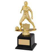 Gold & Black Plastic Female Football Figure on Filled Base