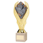 Gold Plastic Holder & Goal Keeper Disc on Cream Marble Trophy