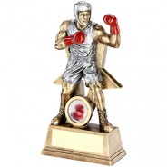 Bronze/Red Male Boxing Figure With Star Backing Trophy