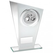 White/Silver Printed Glass Plaque With Boxing Insert Trophy 